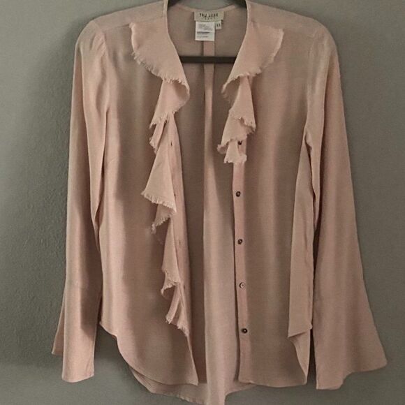 Tru Luxe Jeans Pink Button-down Top/Blouse  Long Sleeves Size XS - Picture 1 of 12